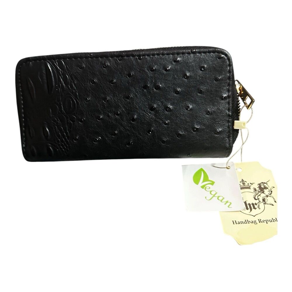 Handbag Republic Crocodile Vegan Leather Wallet Double Compartment Black NWT